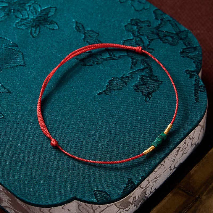Buddha Stones Natural Ultra-fine Malachite Beads Luck Protection Braided Red Rope Bracelet