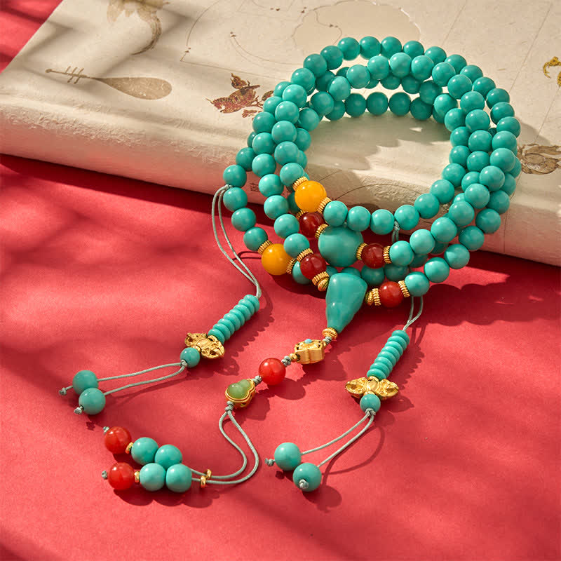 Buddha Stones Turquoise Tibetan Round 108 Beads Strength Mala