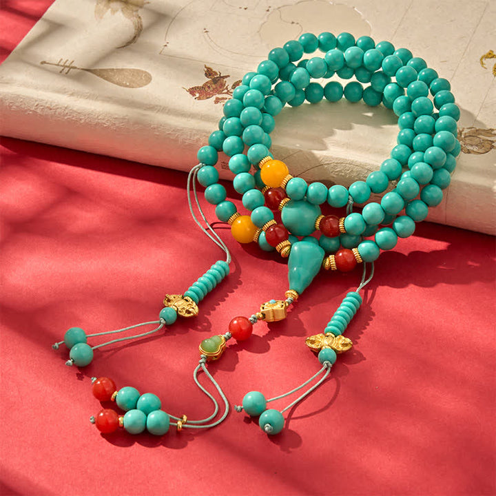 Buddha Stones Turquoise Tibetan Round 108 Beads Strength Mala