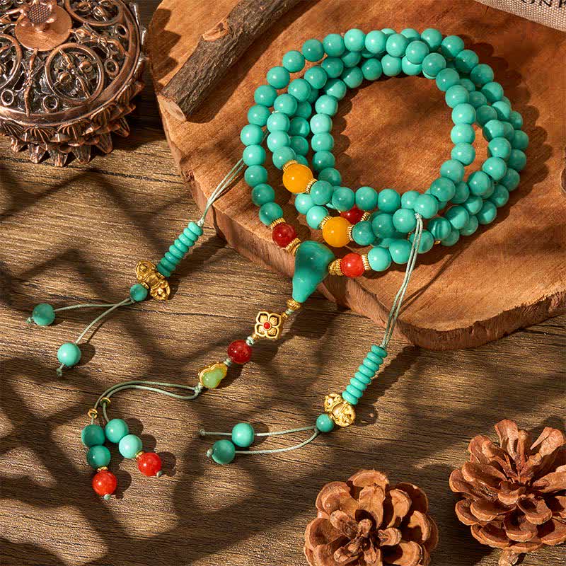 Buddha Stones Turquoise Tibetan Round 108 Beads Strength Mala