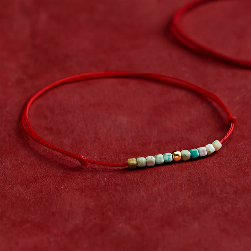 Buddha Stones Hand-Woven Ultra-fine Turquoise Beads Luck Rope Bracelet