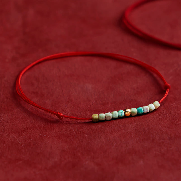 Buddha Stones Hand-Woven Ultra-fine Turquoise Beads Luck Rope Bracelet