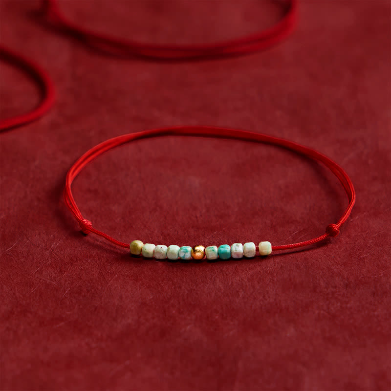 Buddha Stones Hand-Woven Ultra-fine Turquoise Beads Luck Rope Bracelet
