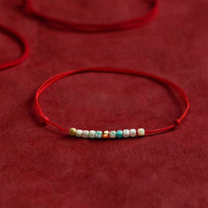 Buddha Stones Hand-Woven Ultra-fine Turquoise Beads Luck Rope Bracelet