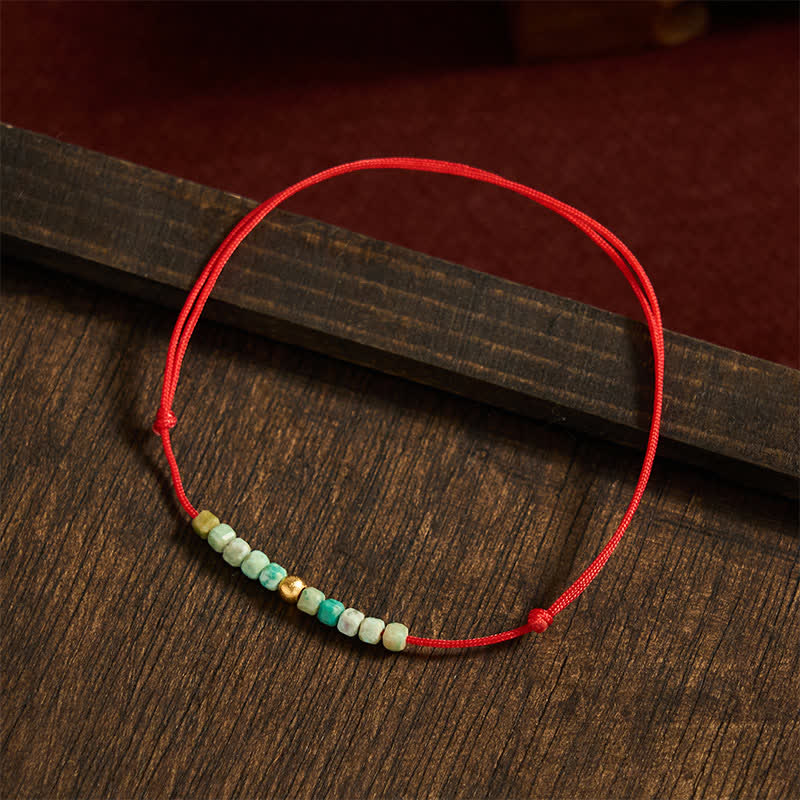 Buddha Stones Hand-Woven Ultra-fine Turquoise Beads Luck Rope Bracelet