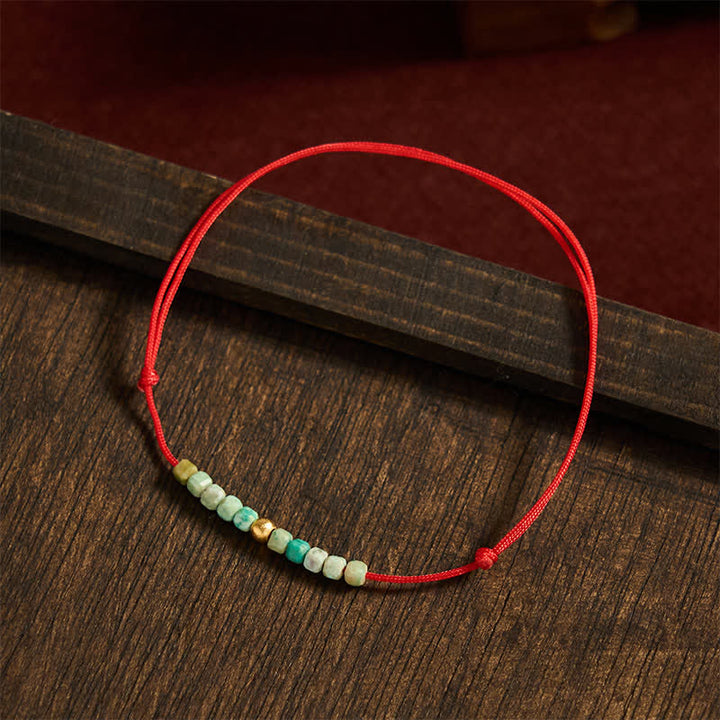 Buddha Stones Hand-Woven Ultra-fine Turquoise Beads Luck Rope Bracelet