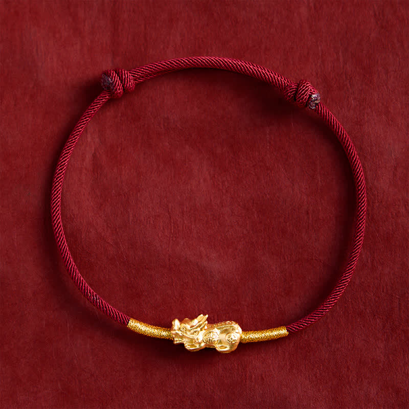 Buddha Stones Handmade Red String PiXiu Luck Bracelet