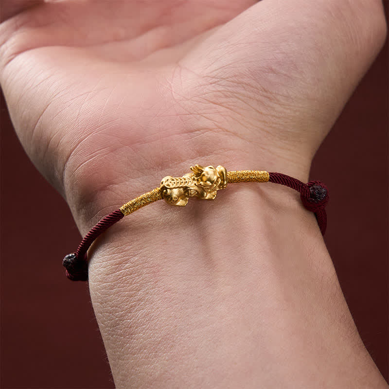 Buddha Stones Handmade Red String PiXiu Luck Bracelet