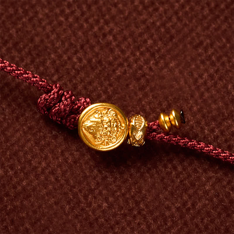 Buddha Stones Hand-Woven Red String Koi Fish Copper Coin Success Bracelet