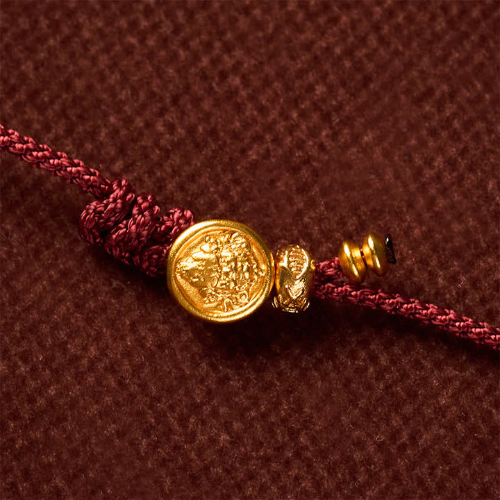 Buddha Stones Hand-Woven Red String Koi Fish Copper Coin Success Bracelet
