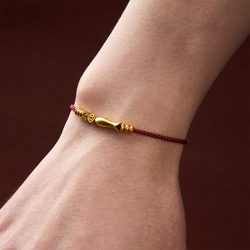 Buddha Stones Hand-Woven Red String Koi Fish Copper Coin Success Bracelet
