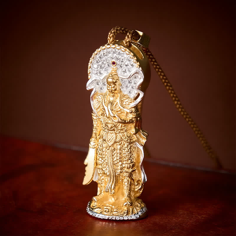 Buddha Stones Copper Lord Guan Grounding Protection Relief Pendant Necklace
