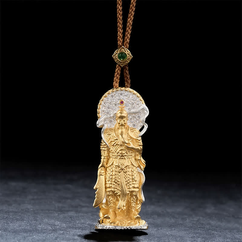 Buddha Stones Copper Lord Guan Grounding Protection Relief Pendant Necklace