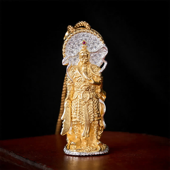 Buddha Stones Copper Lord Guan Grounding Protection Relief Pendant Necklace