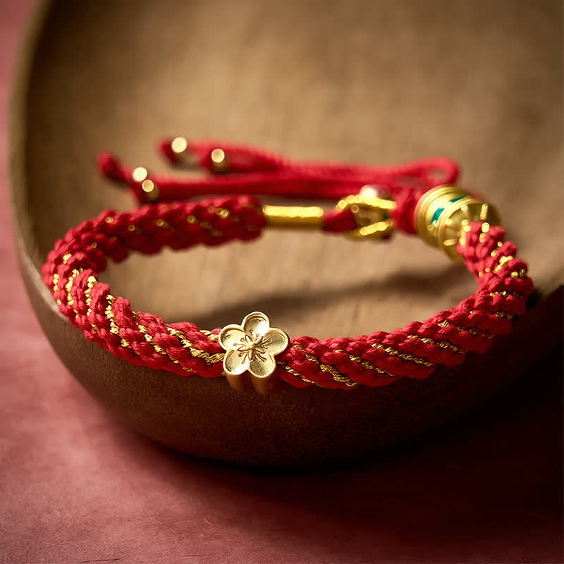 Buddha Stones Hand-Woven Tibetan Om Mani Padme Hum Flower Wisdom Rope Bracelet