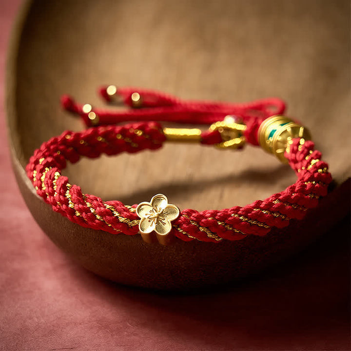 Buddha Stones Hand-Woven Tibetan Om Mani Padme Hum Flower Wisdom Rope Bracelet