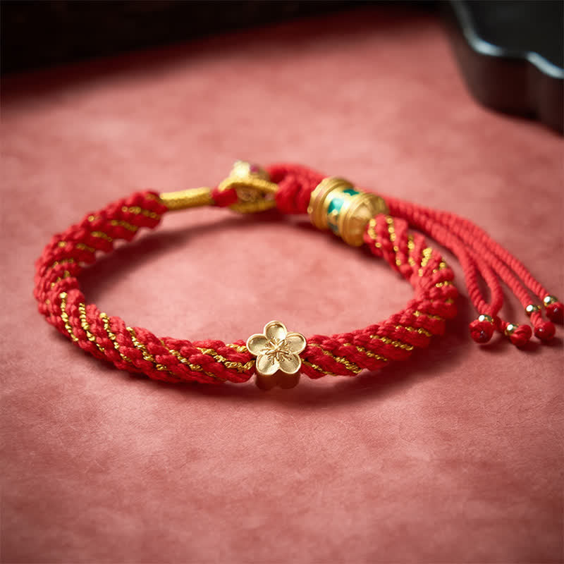 Buddha Stones Hand-Woven Tibetan Om Mani Padme Hum Flower Wisdom Rope Bracelet