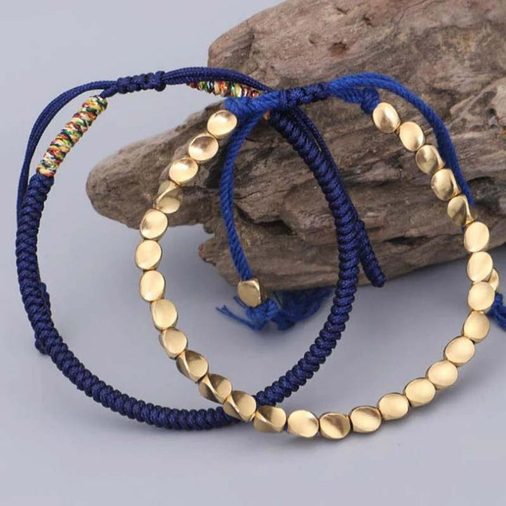Three-piece copper bead cord bracelet set — view 3