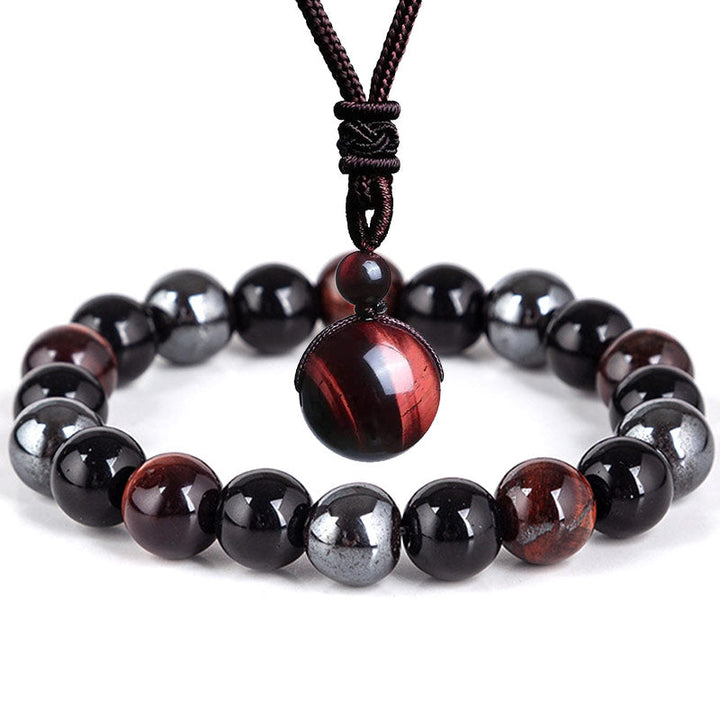 Tibetan Tiger's Eye Bracelet & Necklace Set — view 10