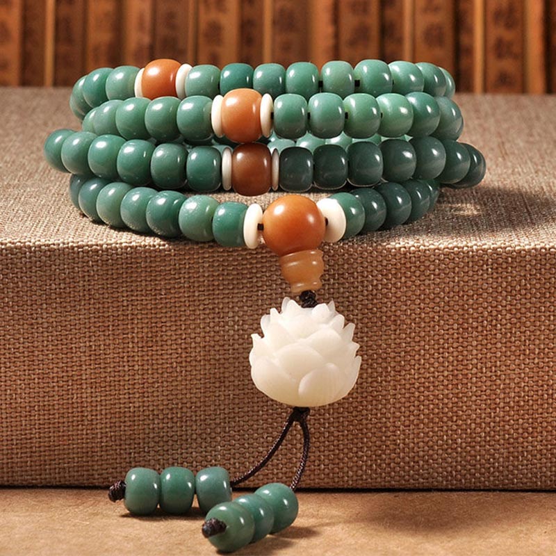 Buddha Stones Lotus Cyan Bodhi Seed Success Bracelet Mala Bracelet BS main