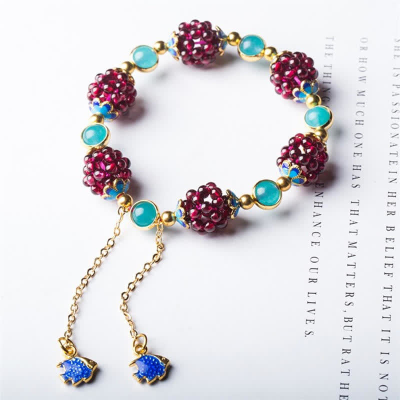 Buddha Stones Tibetan Garnet Calm Bracelet Bracelet BS Teal