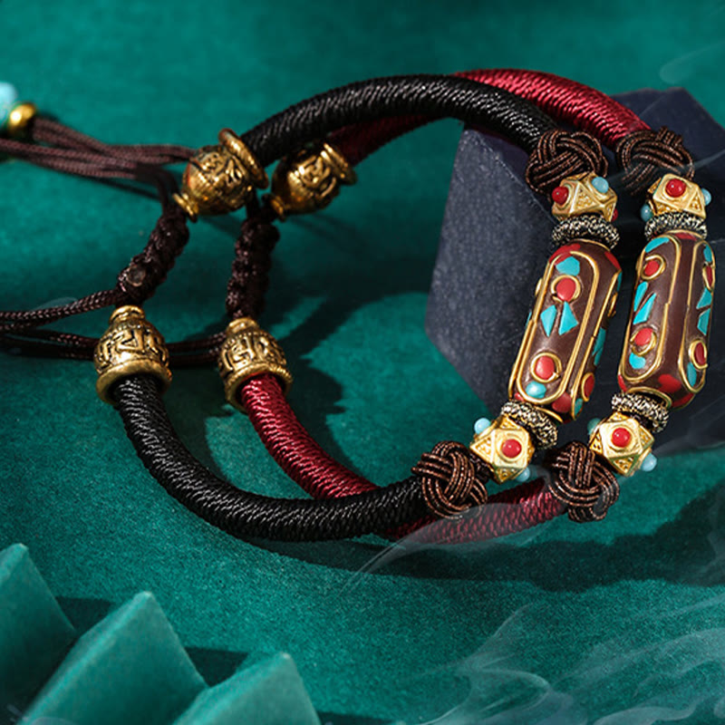 Tibetan Turquoise Mantra Braided Bracelet — view 15