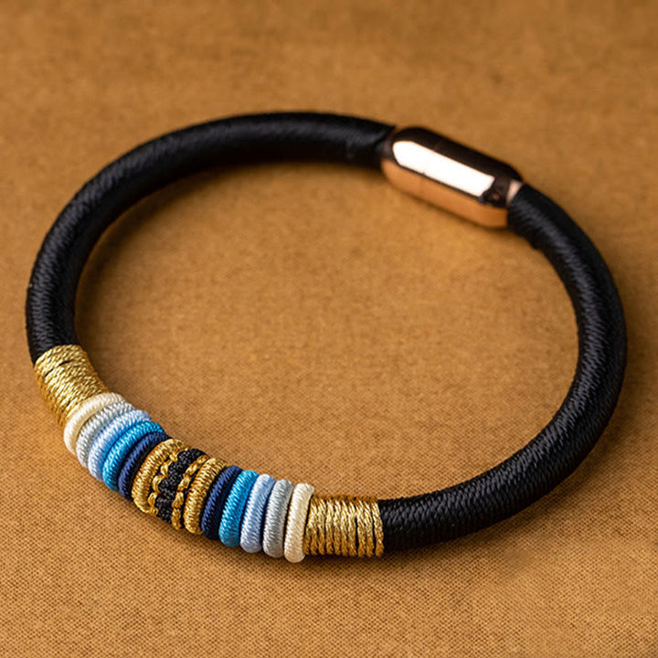 Buddha Stones Tibetan Handmade King Kong Knot Protection Magnetic Buckle Braided Bracelet Bracelet BS 12