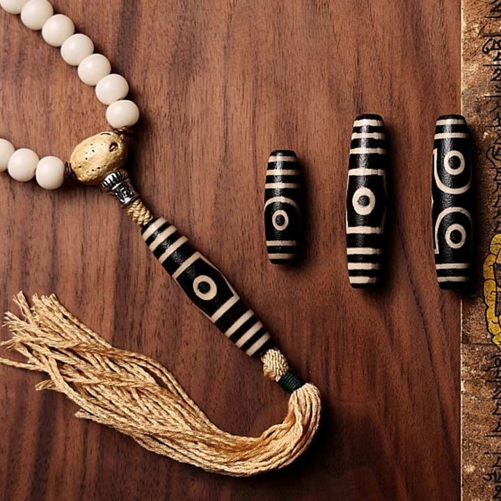 108 bodhi seed and Dzi bead mala — view 2