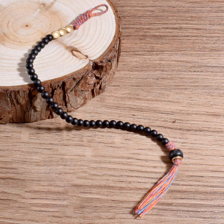 Black onyx tassel bracelet — view 4
