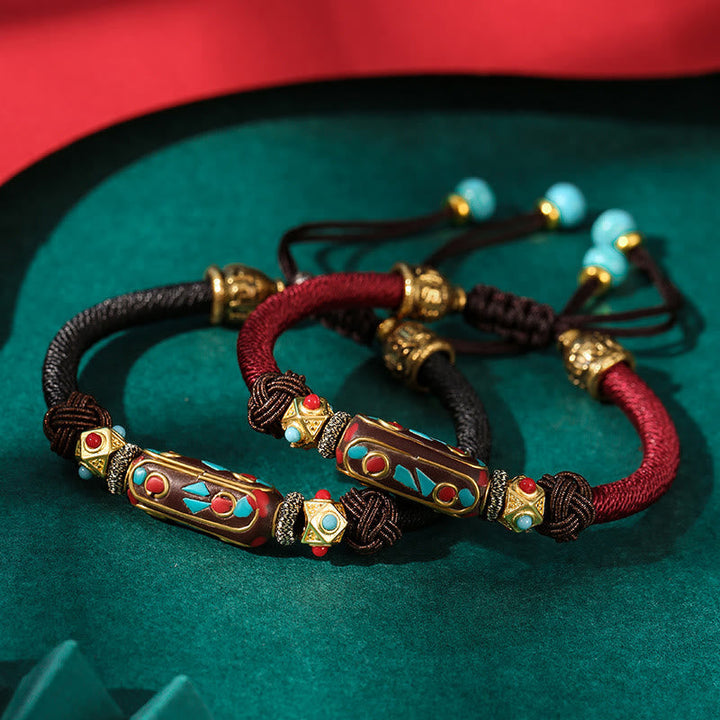 Tibetan Turquoise Mantra Braided Bracelet — view 1