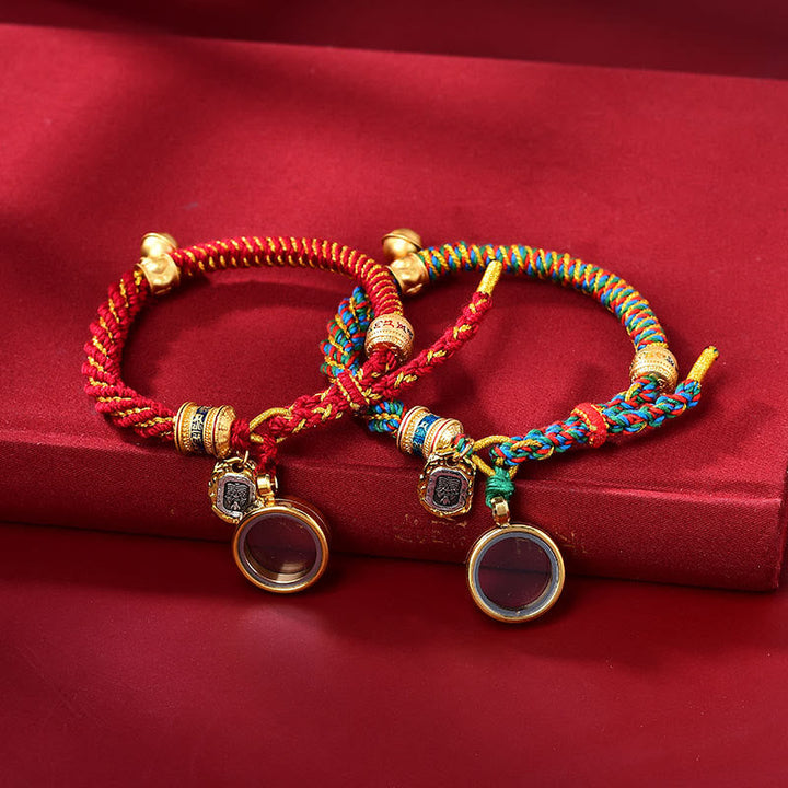 Tibetan Om Mani Padme Hum Carved Zakiram Goddess of Wealth Charm Amulet Bracelet