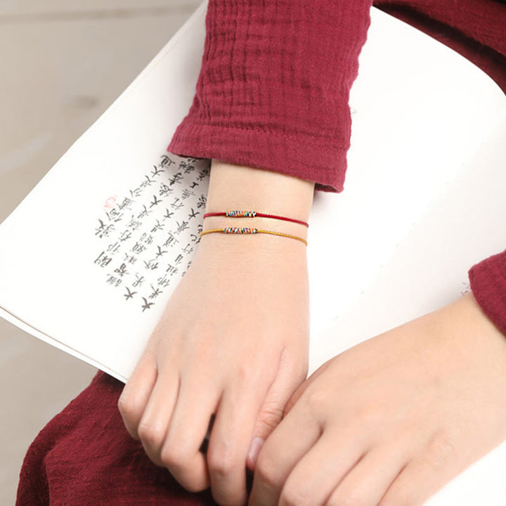 Handwoven green aventurine cord bracelet — view 7