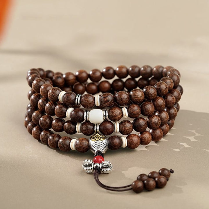 Tibetan 108 Beads Golden Sandalwood Mala Protection Calm Bracelet