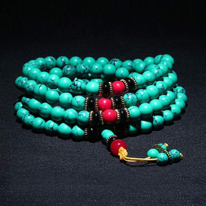 Buddha Stones Tibetan Turquoise Healing Mala Bracelet Mala Bracelet BS 5