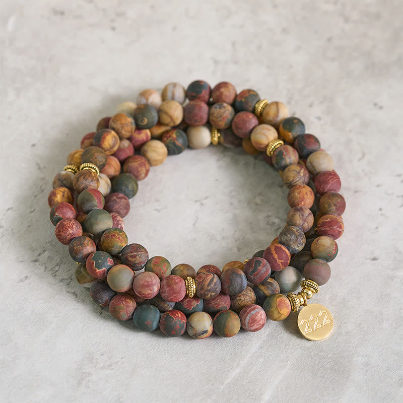 222 Angel Number Picasso Jasper Stone 108-Bead Mala — main product view