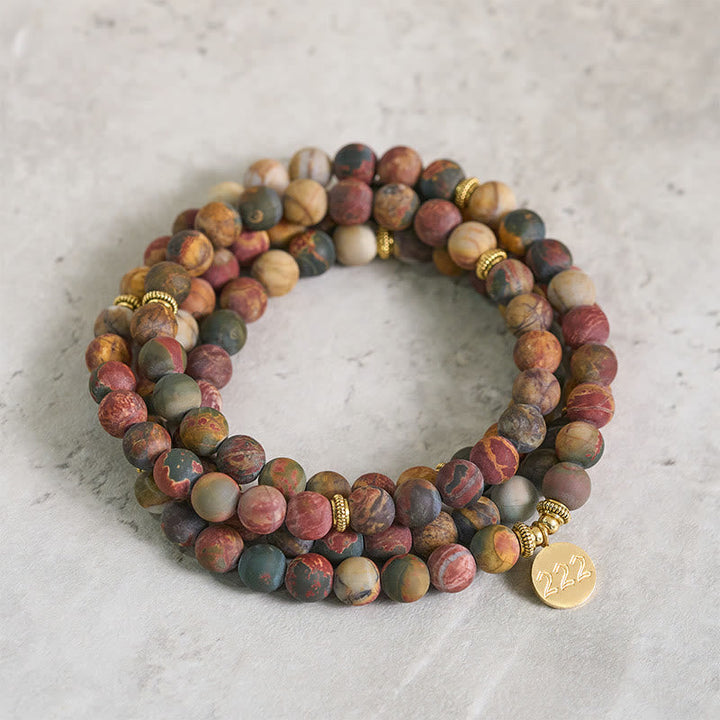 222 Angel Number Picasso Jasper Stone 108-Bead Mala — main product view