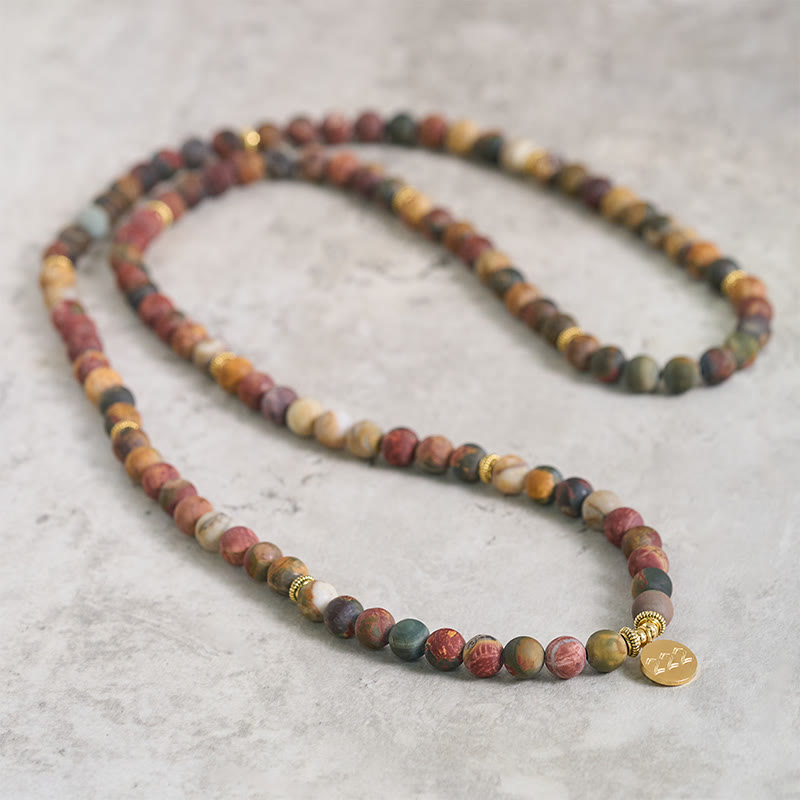222 Angel Number Picasso Jasper Stone 108-Bead Mala — product view 5