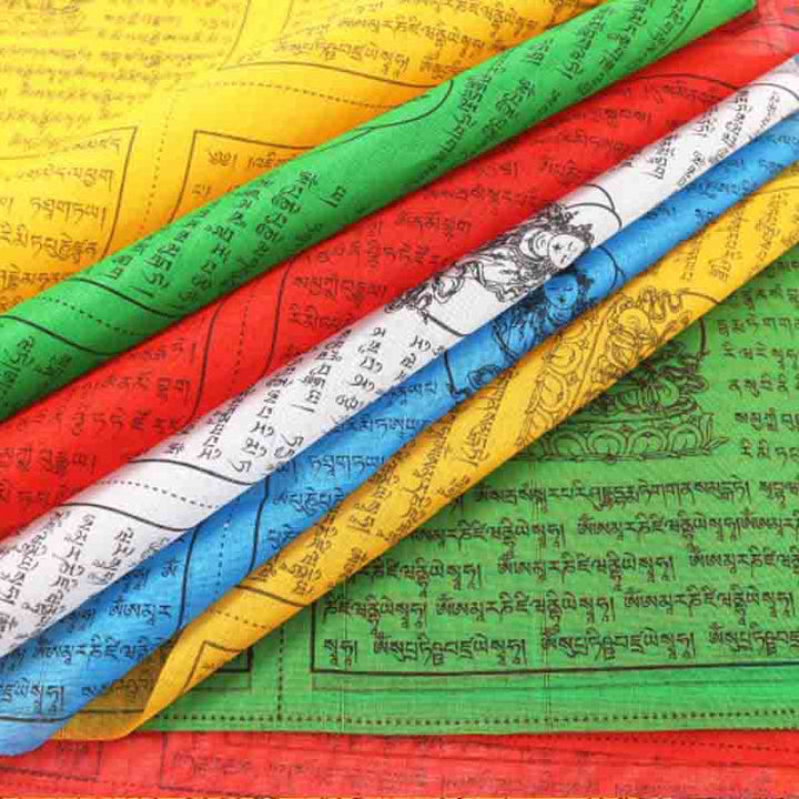Five-color Windhorse prayer flag strand — view 2