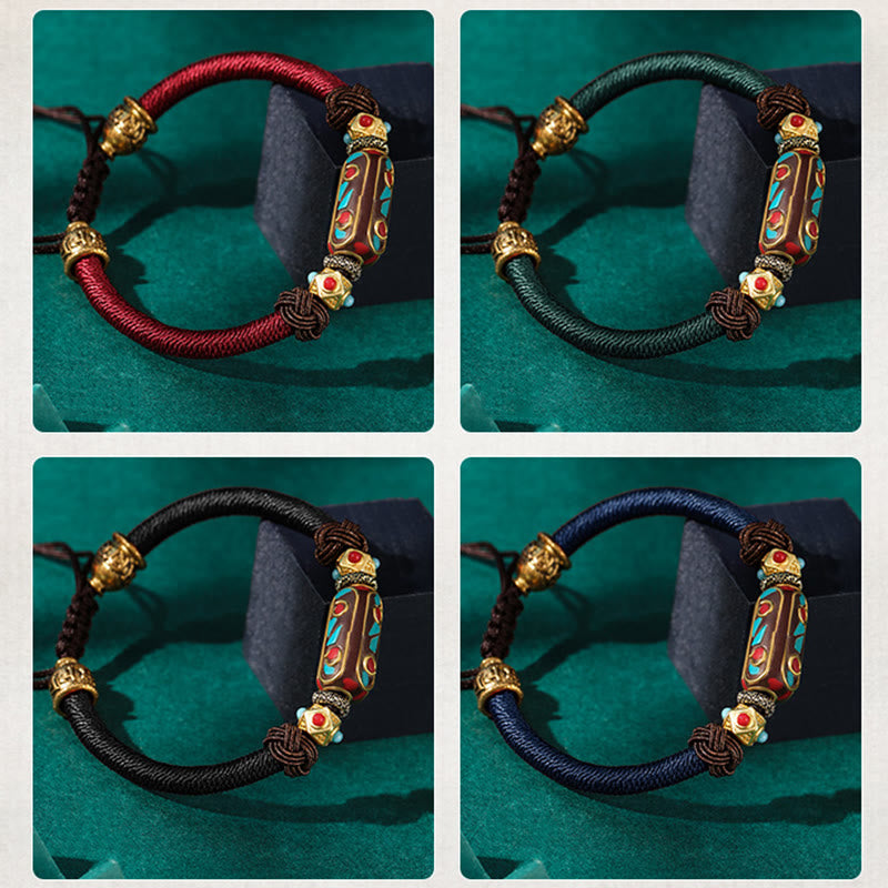 Tibetan Turquoise Mantra Braided Bracelet — view 18