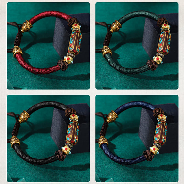 Tibetan Turquoise Mantra Braided Bracelet — view 18