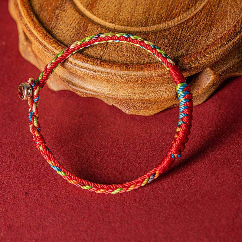 Five-color woven thread bracelet front view