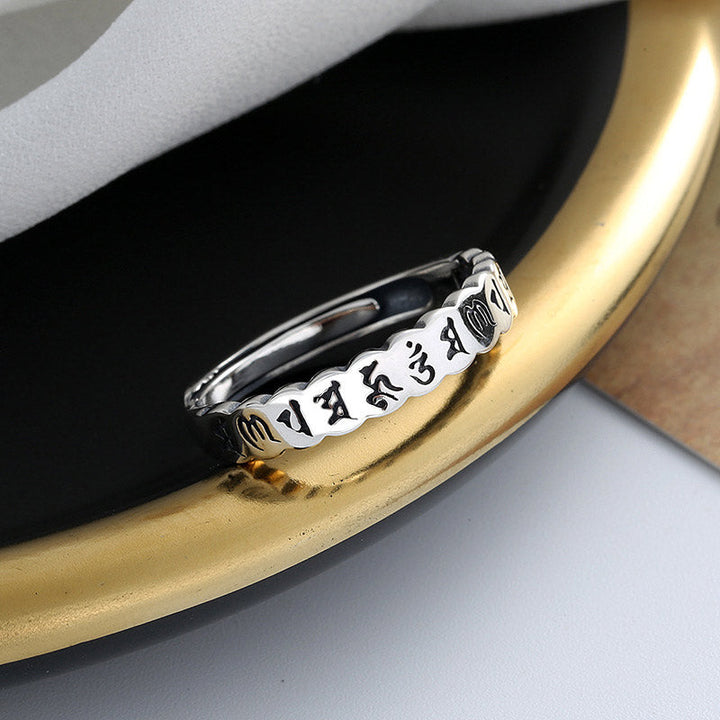 925 Sterling Silver Six True Words Calm Wisdom Ring