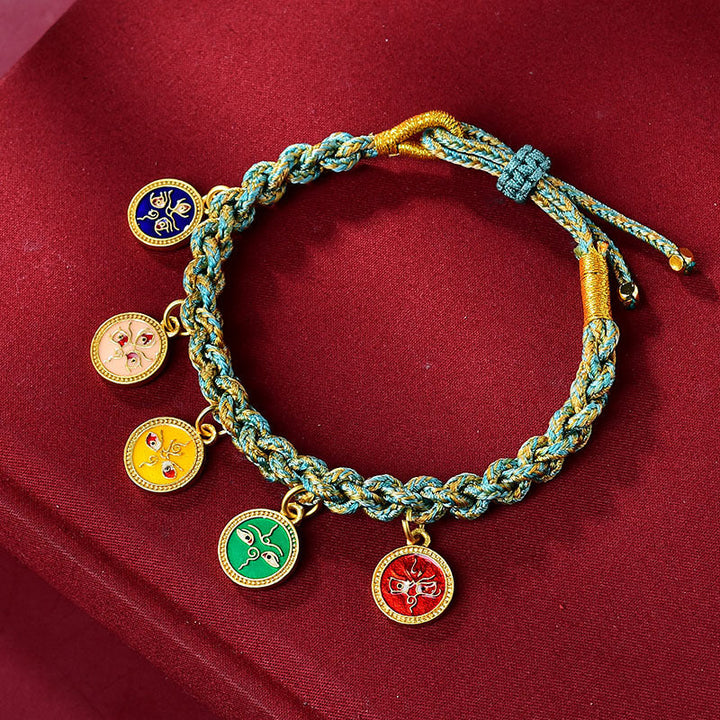 Handwoven multicolor five-gods braid bracelet — view 4