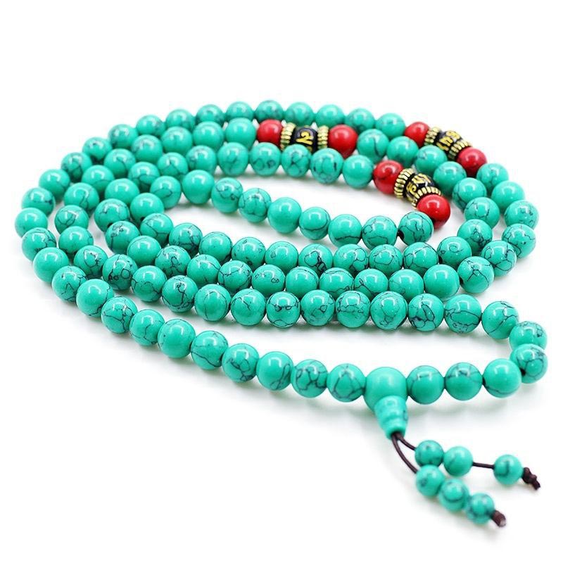 Tibetan Turquoise Mala Necklace — view 2