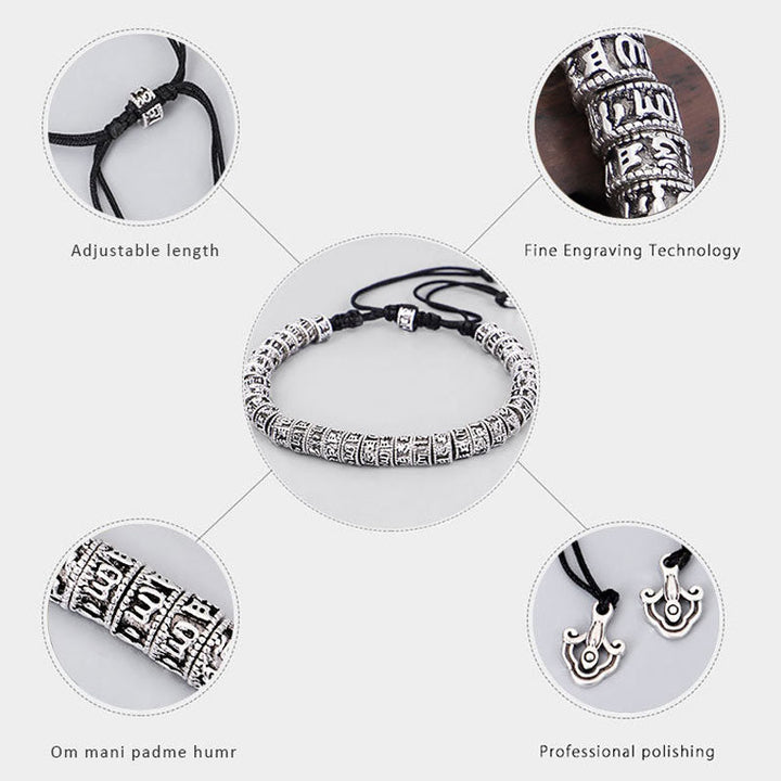 Adjustable Om Mani Padme Hum alloy bracelet — view 6