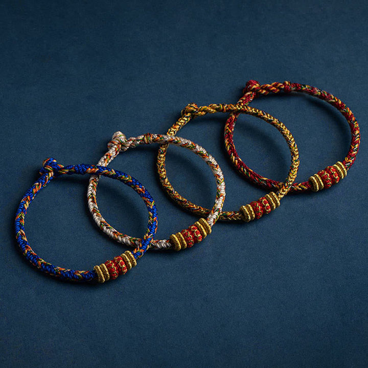 Buddha Stones Tibet Handmade Chinese Zodiac Luck Strength Braided String Bracelet - image 1