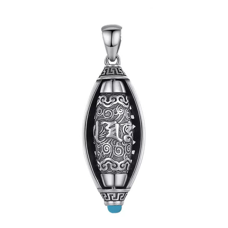 Buddha Stones Tibet Om Mani Padme Hum Protection Necklace Rotatable Pendant Necklaces & Pendants BS 8