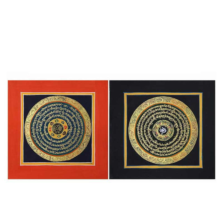 Buddha Stones Tibetan Handmade Thangka Painting Spiritual Blessing Blind Box Random Color Pattern Tibetan Thangka BS 24