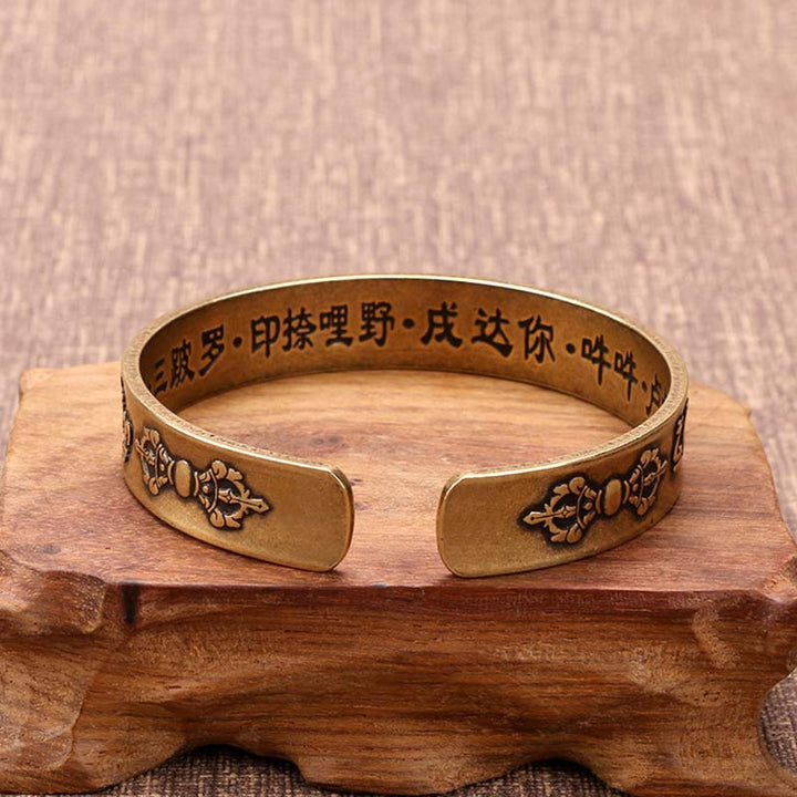 Buddhastoneshop Tibetan Sanskrit Copper Healing Bracelet Bangle