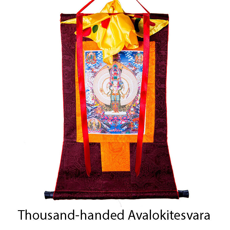 Tibetan Avalokiteshvara framed Thangka — view 12